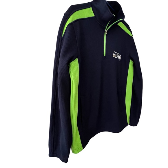 NFL Seattle Seahawks Blue Jersey Mens Size Medium Zip Long Sleeve Blue - Picture 5 of 10